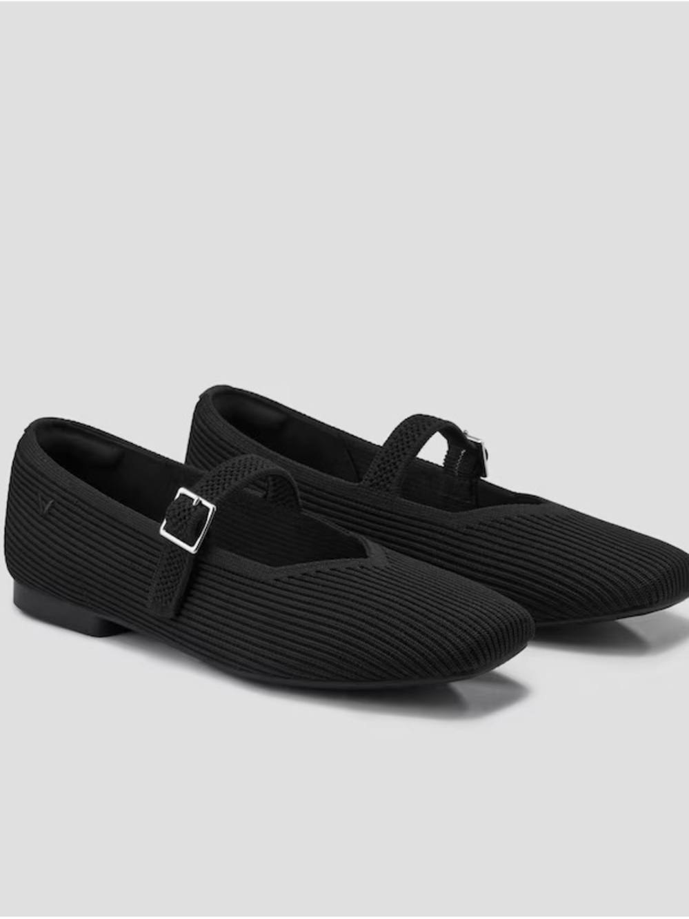 Square-toe Knit Margot Mary Jane Flats